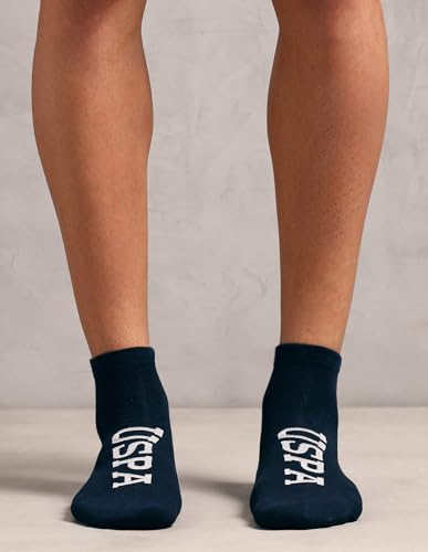 Image of U.S. POLO ASSN. Men's ES007 Brand Printed Cotton Stretch Ankle Length Socks - Pack Of 3