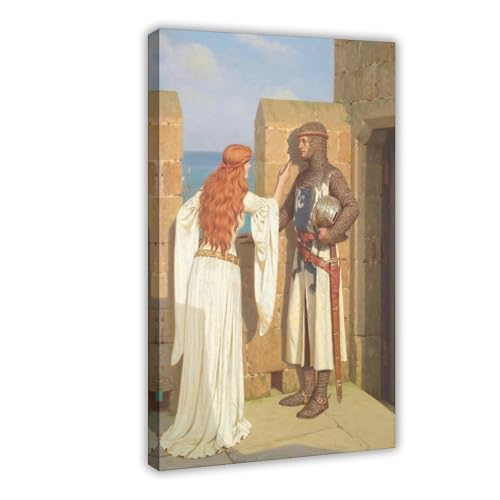 Impression sur toile The Shadow 1909 par Edmund Leighton tableau avec cadre 61x91 cm
