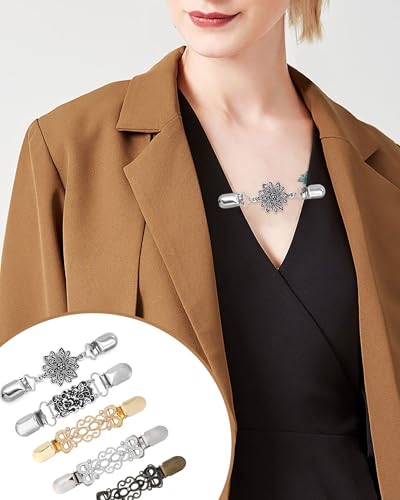 MJartoria 5-Piece Tie-Up Sweater & Scarf Clip Set, Vintage Cinch Clips for Ladies' Dresses & Shawls
