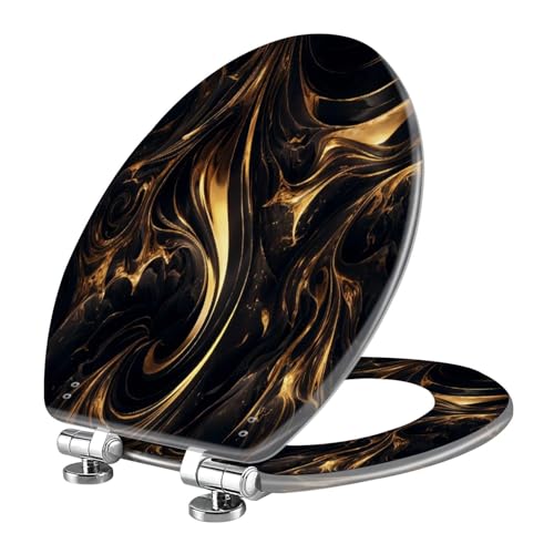 Elongated Toilet Seat Abstract marble fluid art painting alcohol ink