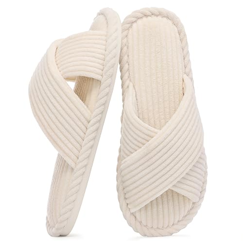 Evshine Corduroy Memory Foam Slide Slippers