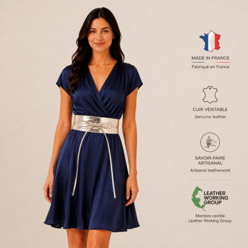 Image of FASHIONGEN - Woman Italian leather Obi belt, CASSIANE