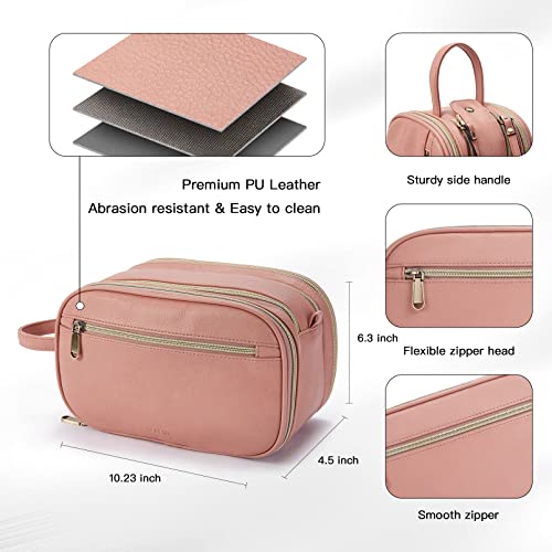Telena Toiletry Bag Travel Toiletry Cosmetic Makeup Organizer For Women Water Resistant Pu Leather Dopp Kit Bathroom Bag For Traveling Pink #TOP3