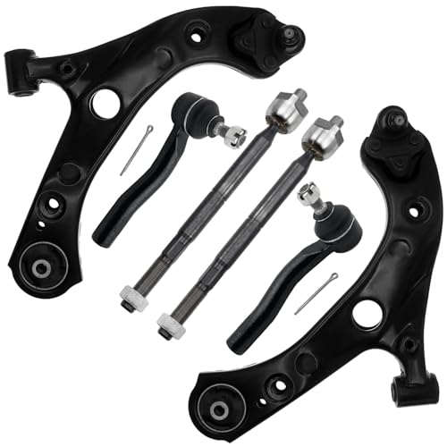 Image of Detroit Axle - 6pc Front End Suspension Kit for 2020-2024 Toyota Corolla 2016-2022 Prius 2017-2022 Prius Prime AWD-e, 2 Lower Control Arms with Ball Joint 4 Inner Outer Tie Rods Replacement
