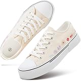 hash bubbie Women's Canvas Shoes Fashion Canvas Sneakers for Women Casual Tennis Shoes Low Top Walking Shoes(Beige Flower.US8)