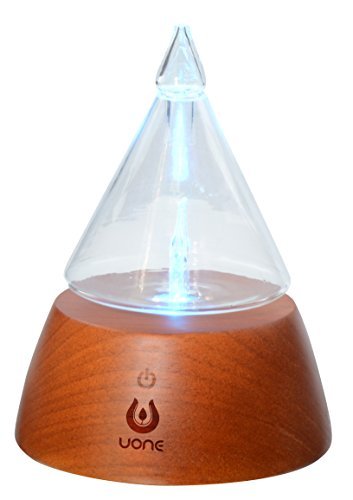 UONE Essential Oil Diffuser for Aroma Nebulizing, Waterless Aromatherapy Nebulizer - with Touch Button, Timer and 7 Color Changing LED lights, No Heat, No Water, No Plastic - Handmade Wood and Glass