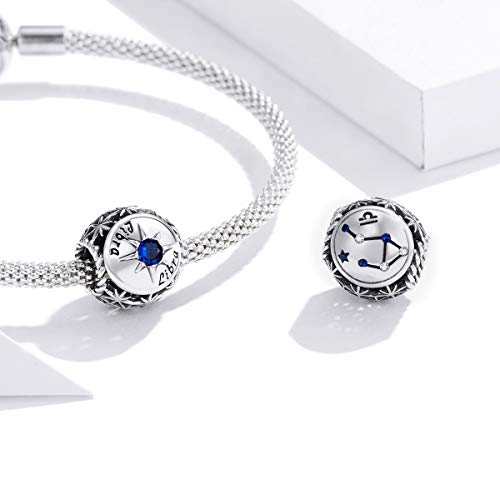 Image of 12 Constellation Charms 925 Sterling Silver Crystal Zircon Charms Family and Friends' Birthday Charm Birthstone Charms for Women Bracelets