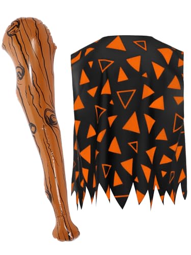 Boys Kids Jagged Trim Tank Top Waistcoat Stone Age Primitive Caveman Vest with Inflatable Stick2