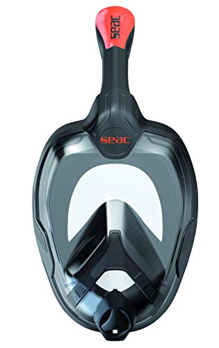 SEAC Unica Full Face Snorkeling Mask, S/M Black/Orange
