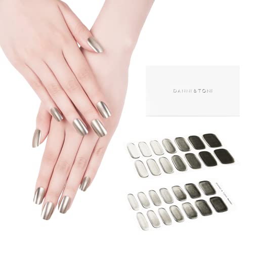 Danni & Toni Glazed Donut Nails (Black Tie Affair) Semi Cured Gel Nail Strips Metallic Mirror Gel Nail Stickers Glazed Nail Strips 28 Stickers #TOP21