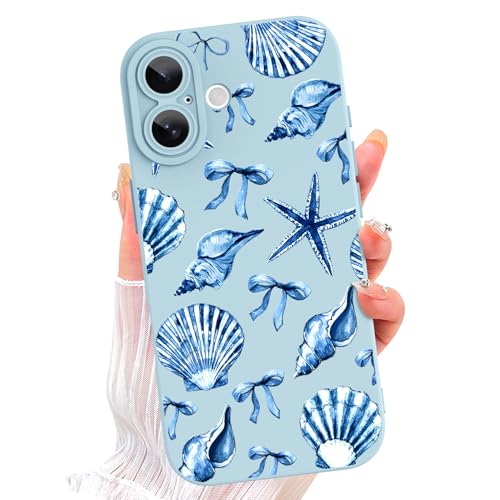 Image of ZIYE for iPhone 17 Case Blue Seashell Bow Pattern