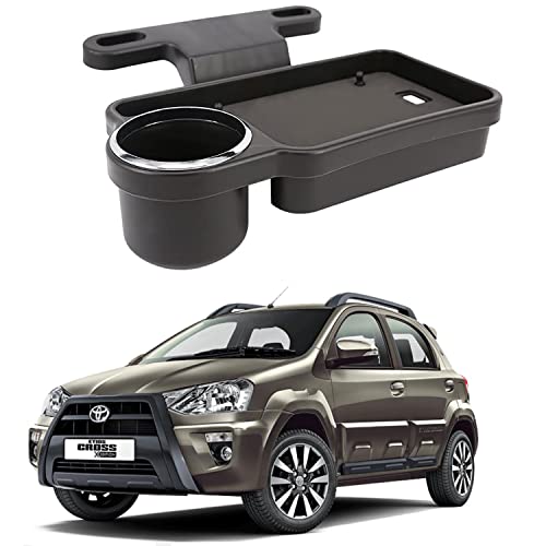Image of Oshotto (FT-04) Foldable Car Auto Headrest Rear Back Seat Table Drink Food Cup Tray Holder Compatible with Toyota Etios Cross - Black