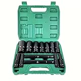 FINYQBET Jogo Soquete Longo Sextavado Impacto 1/2” 8 a 32mm 15 Peças - Aço de alto carbono para Carros, Motos e DIY, soquetes profundos, 6 pontos, Inclui Caixa