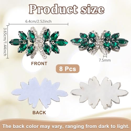 FINGERINSPIRE 8PCS Flower Rhinestone Applique Patches 2.52x1.44 Inch Green and Clear Crystal Rhinestone Flower Shape Sew On Patches Fashion Embellishments for DIY Clothing Bags Hats Decoration by FINGERINSPIRE - Image 2