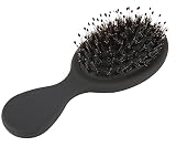 Boar Bristle Mini Hair Brush Travel Detangling Paddle Brush for Women Men Kids, Anti-frizz Styling H