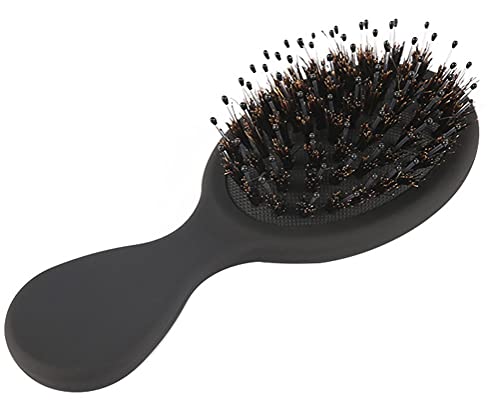 Boar Bristle Mini Hair Brush Travel Detangling Paddle Brush For Women Men Kids, Anti-Frizz Styling Hairbrush Comb For Curly Fine Normal Hair #TOP4