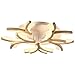 Lampada da soffitto a LED in legno per camera da letto dimmerabile con telecomando 5 fiamme ultra-sottile creativa a forma di fiore per soggiorno schermo acrilico bianco Protezione per gli occhi,Ø70