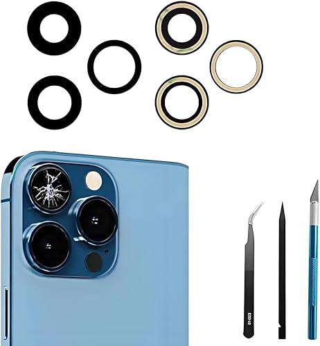 Dakexiong Repuesto de Lente de cámara Trasera para iPhone 13 Pro/iPhone 13 Pro MAX, antiarañazos y Resistente al Agua，con Adhesivo preinstalado y Kit de Herramientas de reparación