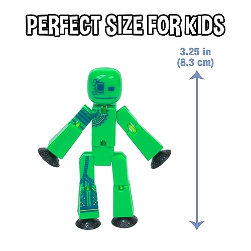 Zing StikBot Zingtannica Action Pack - Collectible Action Figures and Accessories, Includes 1 Stikbot, 1 Set of Accessories, Stop Motion Animation, Ages 4 and Up (Green (Karmatopia))