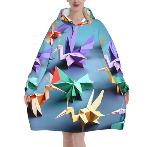 Couverture à capuche haut de gamme imprimé grues en papier multicolores