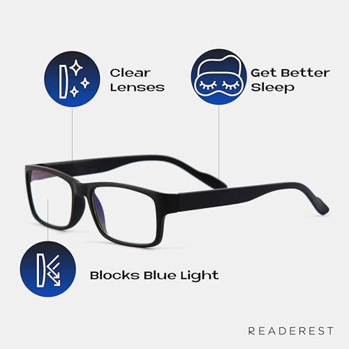 Readerest Blue Light Blocking Reading Glasses 1.5x - Anti-Glare UV Protection for Computer Use Men Women