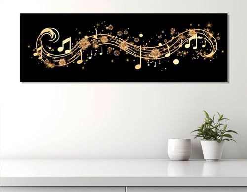 Affiches et impressions de notes abstraites : grand tableau musical moderne de 50 x 150 cm