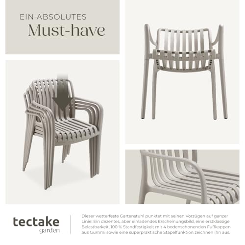 tectake® Gartenstühle stapelbar, Gartenmöbel Set, Balkon Möbel, Bistro Set, Sessel, Outdoor Möbel, Balkonmöbel, Terrassenmöbel - Taupe… – Ansicht 5