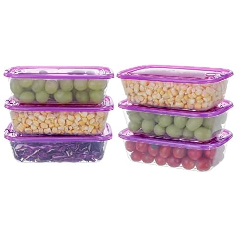 EASYLOCK 6 Pack 600ML Reusable Snap-On Food Containers with Lid Vents Airtight Meal Prep Containers Microwave Freezer Dishwasher Safe Cover