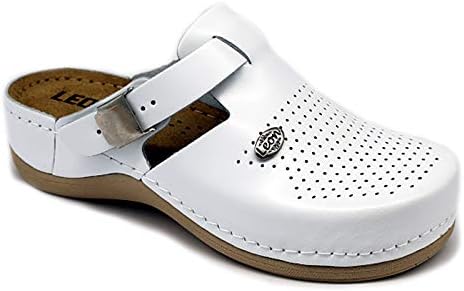 LEON 900 Leather Slip-on Womens Ladies Mule Clogs Slippers Shoes, White, 41 EU (10.5 M US Women) | Image 1