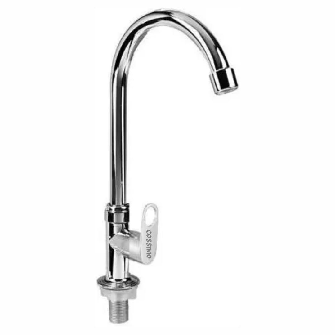 BATHBLISS Max Stainless Steel Swan Neck Tap with Wall Flange for Washbasin - Pack of 1