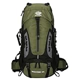 Mochila Tática 60L Impermeável, Grande Capacidade para Camping, Trilhas e Viagem, com Mesh Respirável (Verde)