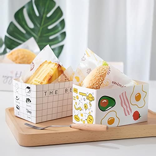 Take Out Food Containers,Sandwich Take Out Boxes (50 Pack)- Toast Holding Bread Tray, Hot Dog Donut Egg Waffle Packaging Box Lunch Box - To Go Containers for Restaurant, picnic and Party (A)