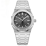 celegance Reloj Hombre Acero Inoxidable, De Cuarzo, Octogonal, Caja de Aleación 42mm, Lujoso y Moderno, Resistente al Agua 3 ATM, Incluye Kit de Ajuste de Correa (Negro)