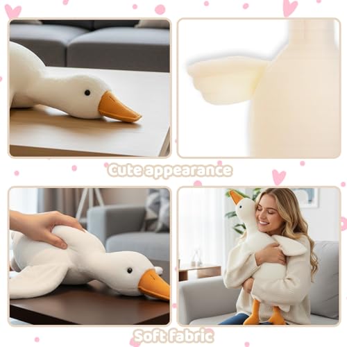 DvBCNMe Ente Kuscheltier, Gans Kuscheltier, Weiches Plüschtier Für Kinder, 50 cm Große Gans Spielzeug, Plüschtier Gans, Schlafbegleiter