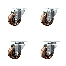 High Temperature Swivel Caster Set of 4 with 3 Inch High Temperature Phenolic Wheel with Roller Bearing 300 lbs. Capacity Per Caster 3-1/8 Inch x 4-1/8 Inch Overall Top Plate Service Caster Brand