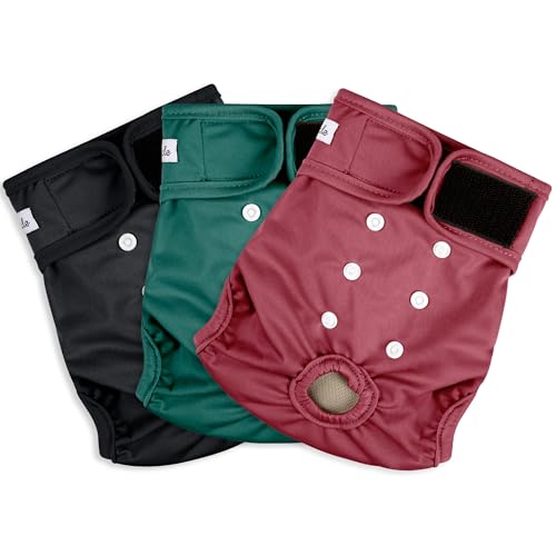 Grecle Pacote com 3 Fraldas para Cães Fêmeas-Fraldas Reutilizáveis para Cães No Cio-Fraldas Altament