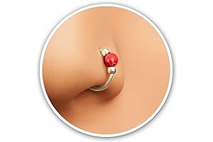 Red Opal Christmas Nose Ring 20g