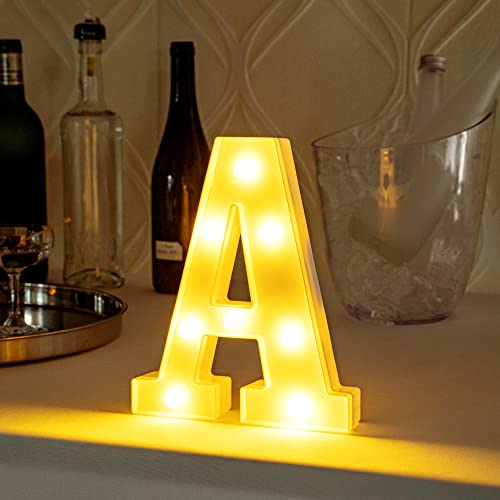 Image of Restaurantware Illumify 6.9 x 1.2 x 8.7 Inch Light Up Letter 1 Durable Marquee LED Light - Letter A Touchproof White Plastic Party Light Keyhole Slot For Parties Weddings Or Special Events