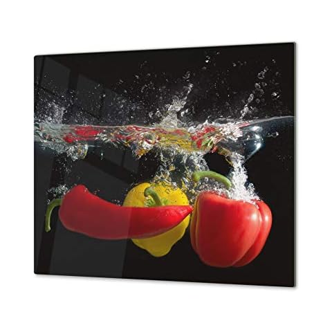 KITCHEN BOARD & Induction Cooktop Cover - Glass Pastry Board; MEASURES: SINGLE: 23,62” x 20,47”; DOUBLE: 2x 11,81” x 20,47”; D07D Fruits and vegetables Cover