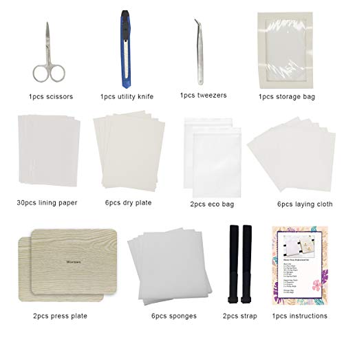 Worown Professionelles Blumenpresse-Set, 6 Schichten Blattpresse, Pflanzenpresse aus Naturholz (16 x 21 cm) mit Anleitung & Geschenkbox, für Erwachsene und Kinder DIY-Basteln (Weiß)