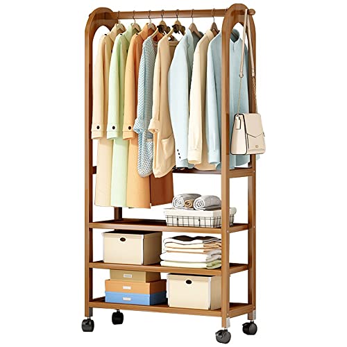 Porte-vêtements en bois robuste avec tringle et étagères de rangement pour salle d'exposition