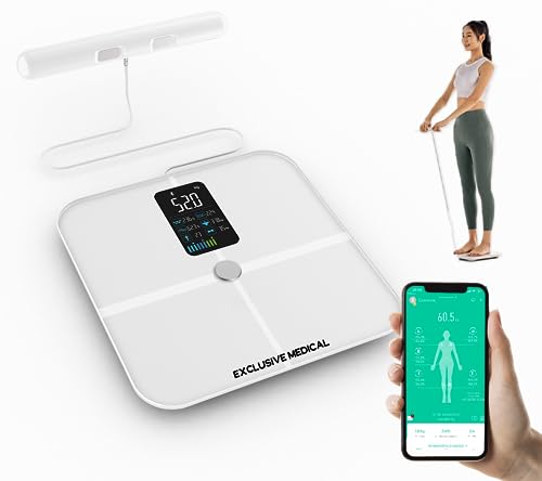 Balança Corporal Branca Bioimpedância Digital Com Handle App Exclusive Medical FL2001LB