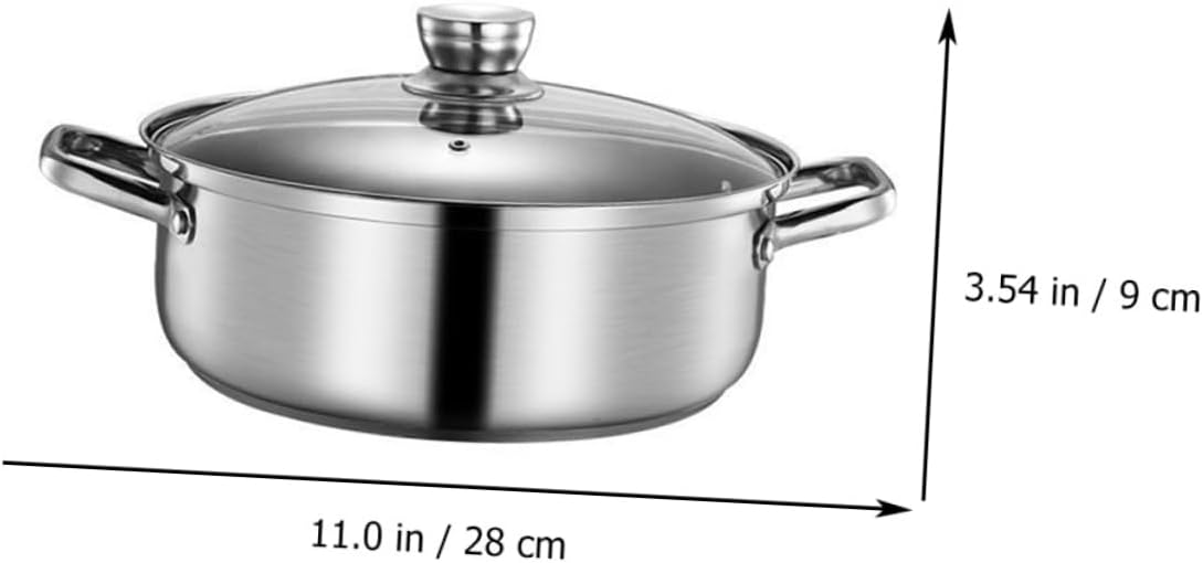 VALICLUD 1Pc Dual Hot Pot for Induction Cookers Home Kitchenware for Gatherings and Parties Housewarming Silver Color