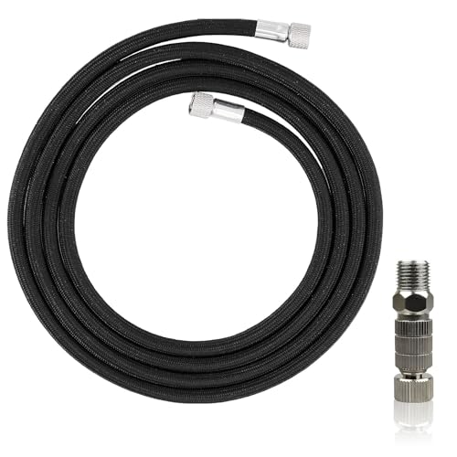 LWLWA 3m Tuyau Compresseur d'Air, Noir Accessoires Compresseur d'Air, G1/8 Tuyau Air Comprimé, avec Interface G1/8 Standard aux Deux Extrémités, avec Connecteur Rapide G1/8