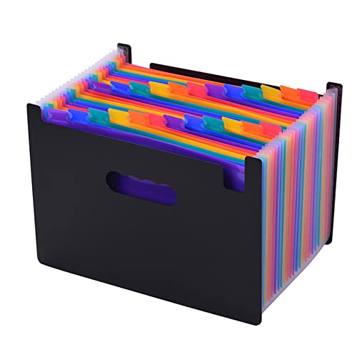 24 Bolsos Organizador de pasta de arquivo Expansão Pasta de arquivo Rainbow Color Acordeão Tamanho A