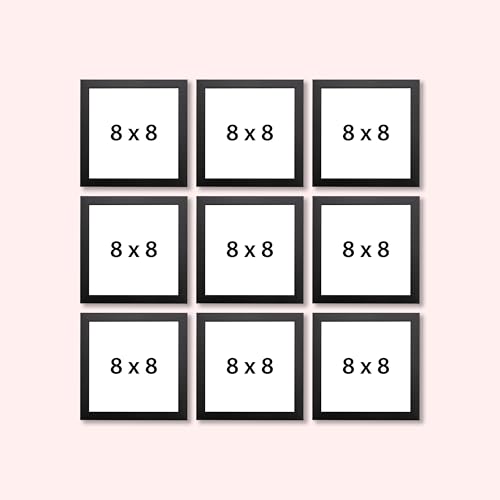 Image of Photo Frame For Wall decoration living room | Wooden Frames For Home /Office | Frames For Wall Decor | Photo frame for wall hanging | Perfect For Gifts | Set of 9 Black 8x8 Inch