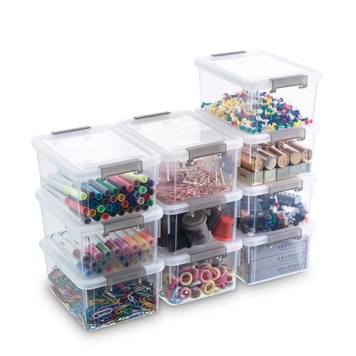 Kerhouze 10er-Pack Aufbewahrungsboxen mit Deckel Kleine Boxen à 1.2 L 17.5 x 13 x 8 cm Ideal zur Aufbewahrung von Schrauben Nägeln Haarklammern Gummibändern und Wattestäbchen