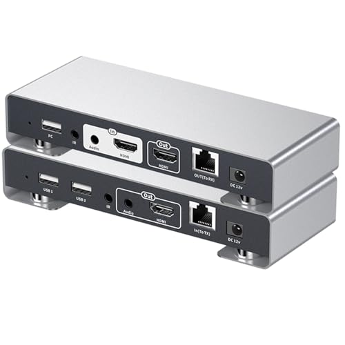 UnnLInk HDMI KVM USB�G�N�X�e���_�[ 4K30Hz Cat6/7 640�t�B�[�g/200m�ؑ։\ HDMI�C�[�T�l�b�g�G�N�X�e���_�[ ���M�@���[�v�A�E�g USB�G�N�X�e���_�[ ���j�^�[�ƃL�[�{�[�h�}�E�X�̃����[�g�R���g���[���p