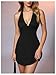 Milumia Women's Sexy Deep V Neck Halter Mini Dress Bodycon Mini Short Party Club Going Out Dress Black Medium