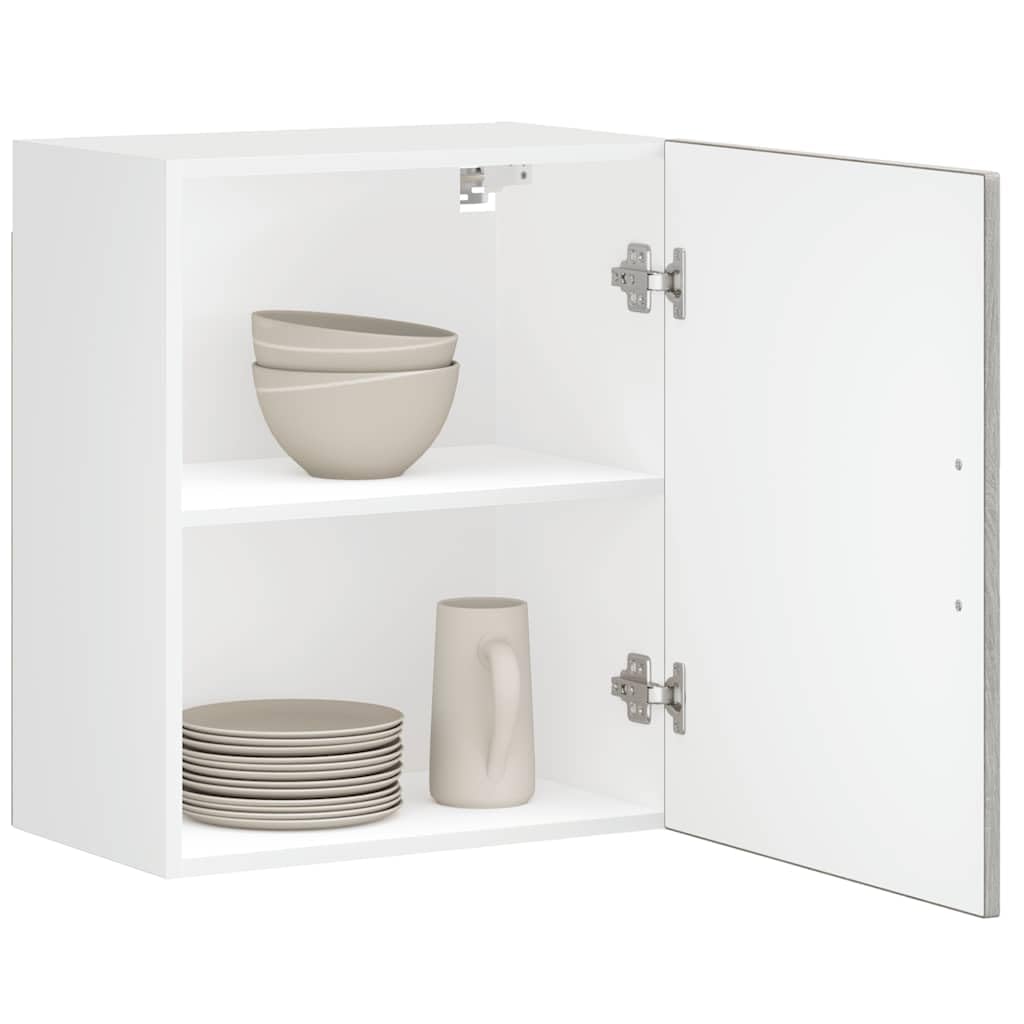 Küchen Hängeschrank Porto Grau Sonoma Holzwerkstoff, Wandmontage, praktischer Küchen Vorratsschrank mit Türen, 50x31x60 cm, ideal für Geschirr, Töpfe, Kochutensilien, optimiert den Platz